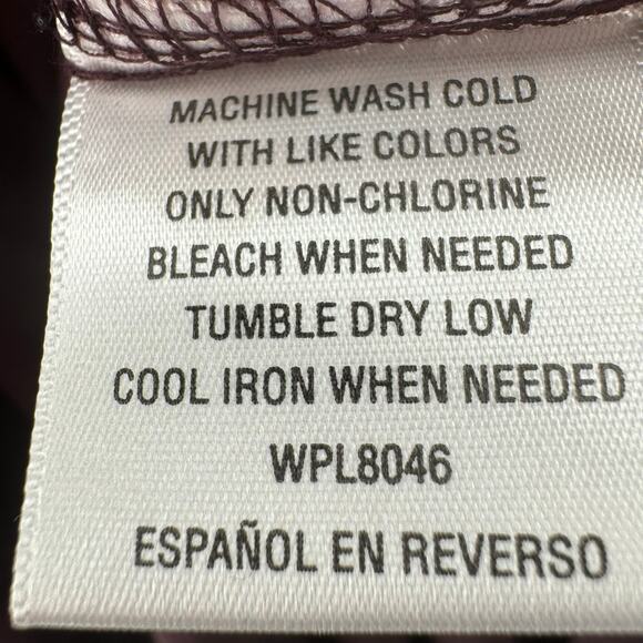 Bar III Burgundy Long Sleeve V-Neck Chiffon Blouse Womens S Hi Low Relaxed Fit - Picture 7 of 8